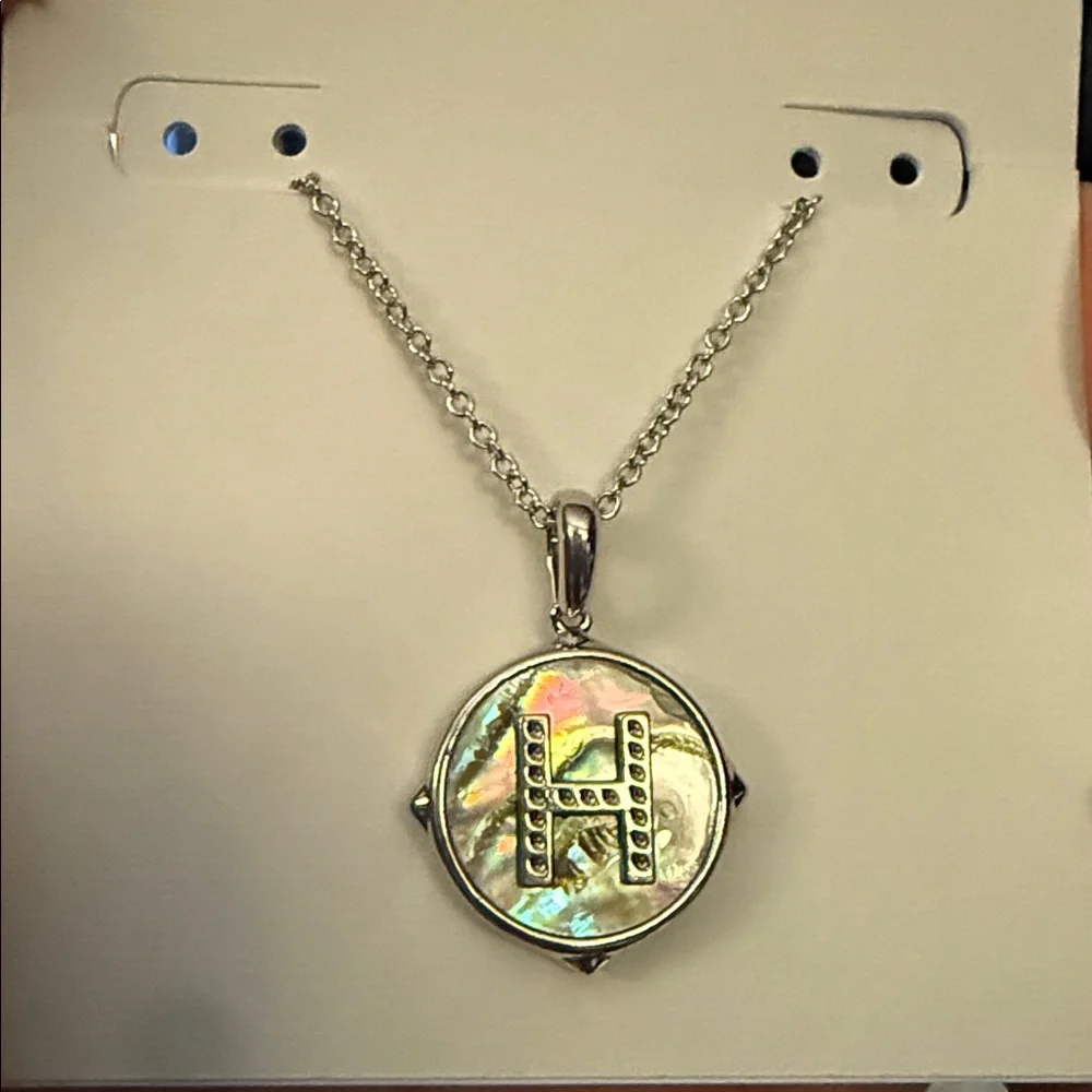 🩶Kendra Scott Silver & Mother of Pearl Reversible Initial Necklaces🩶 - Picture 9 of 14